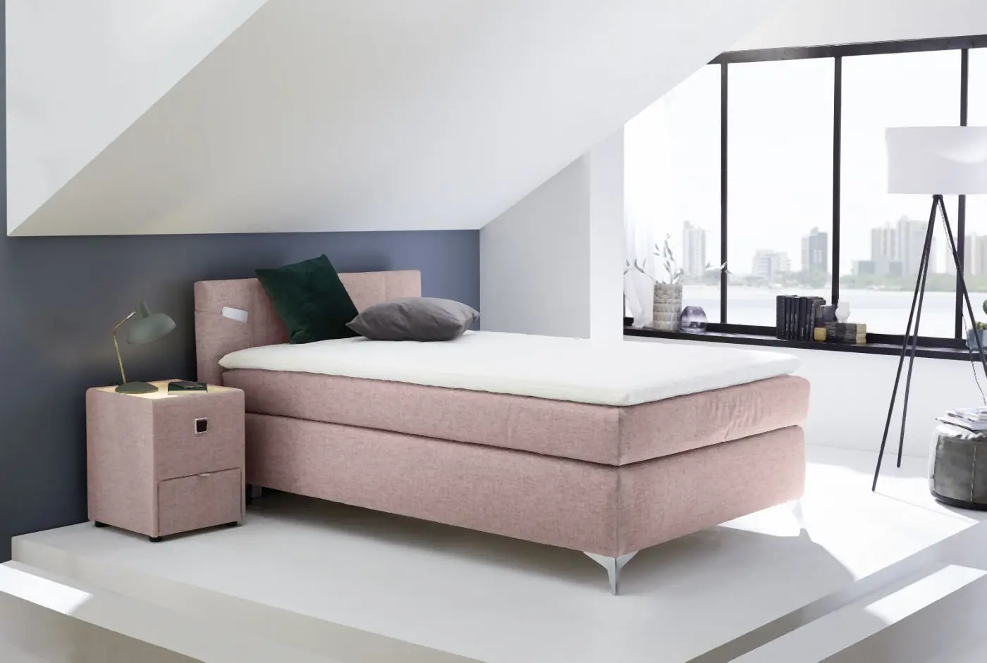 Boxspringbett Nora 120 x 200 cm rosa