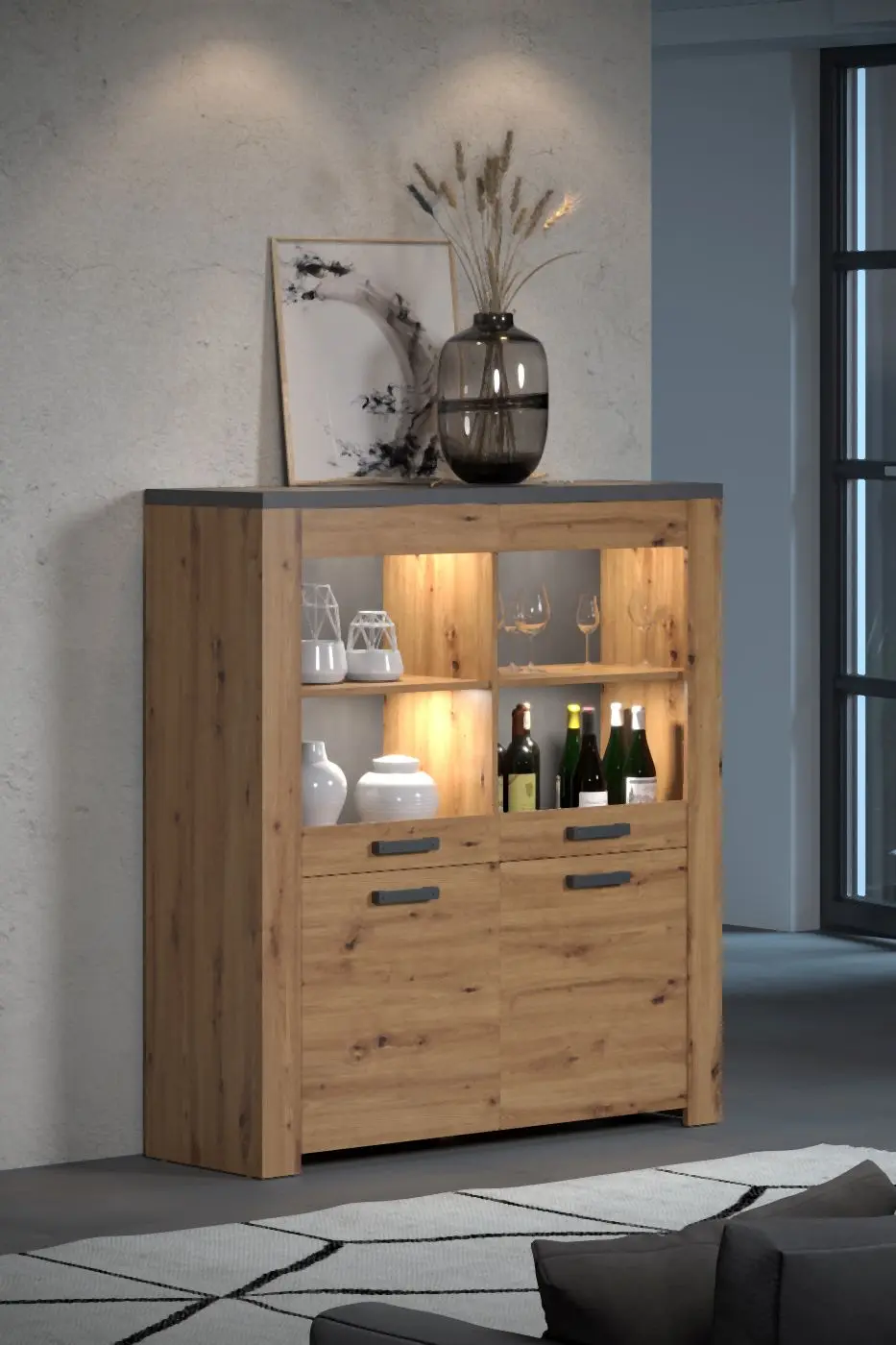 Highboard Follow Artisan Eiche / Matera Highbaord Follow Artisan Eiche Melamin