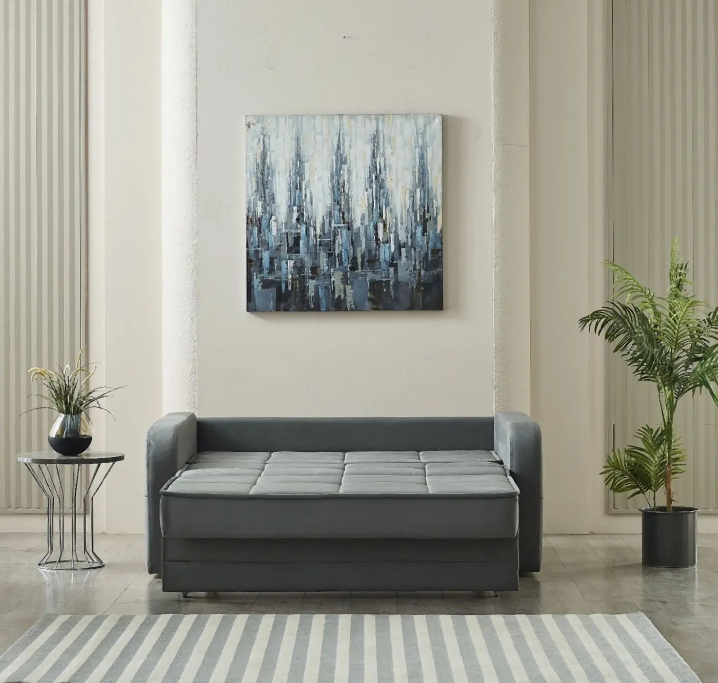 Schlafsofa Moleron Microfaser grau