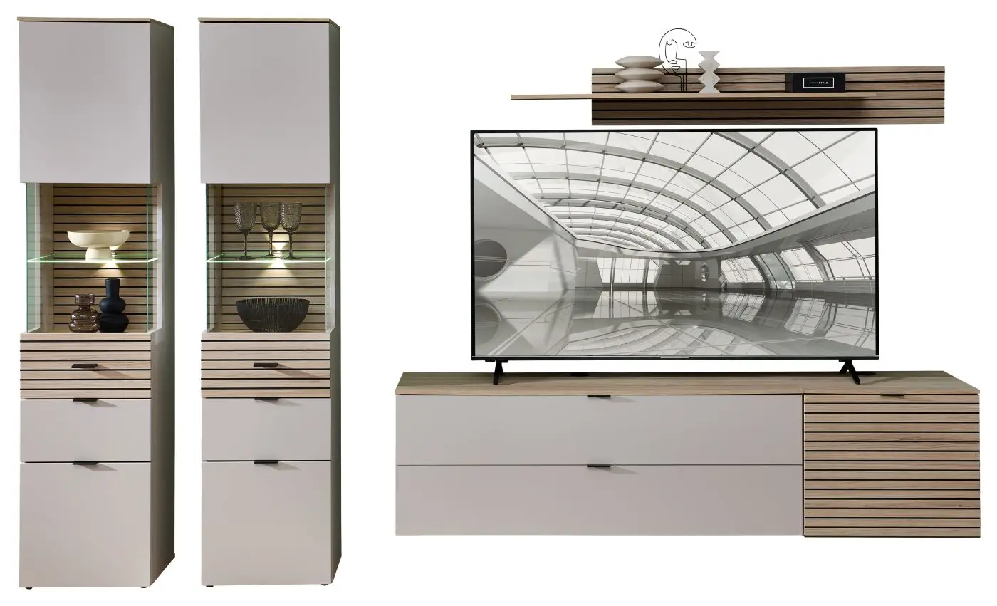 Wohnwand Ina Kaschmir / Riva Eiche