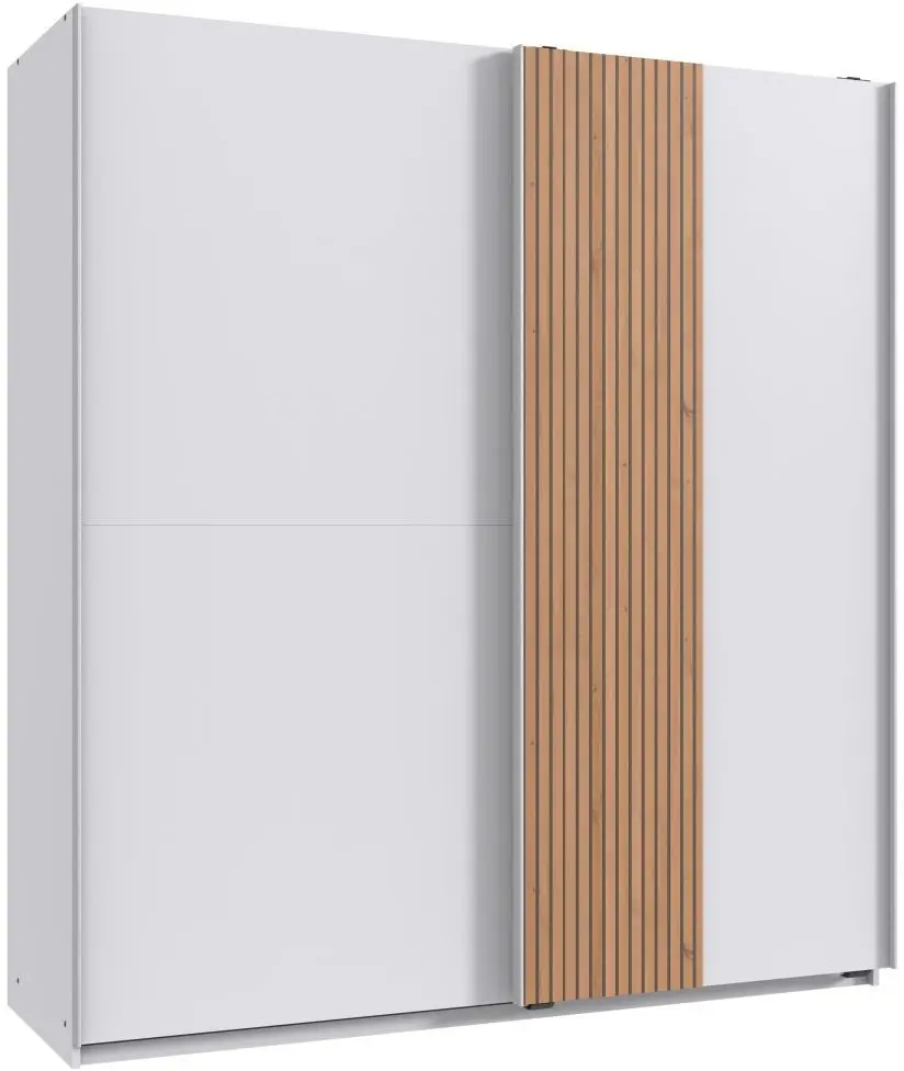 Schwebetürenschrank Lüneburg 2-türig weiß/Artisan Eiche