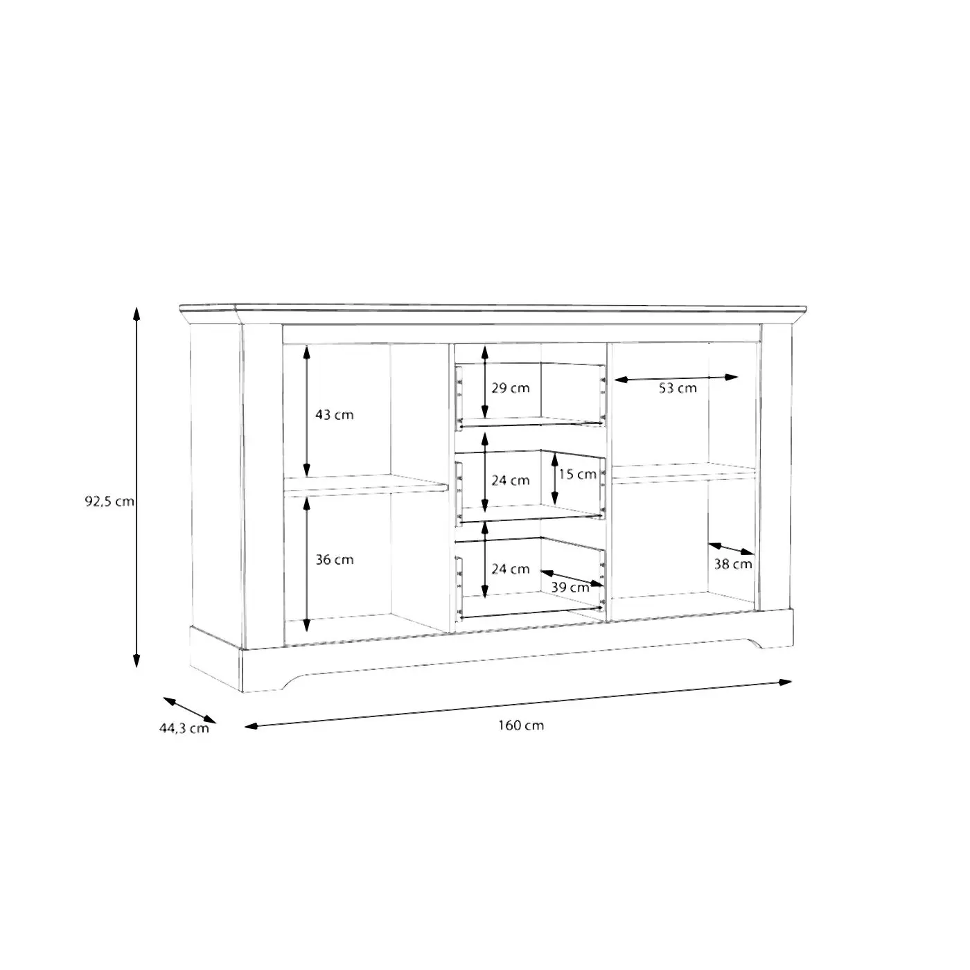 Sideboard Iloppa Schnee Eiche