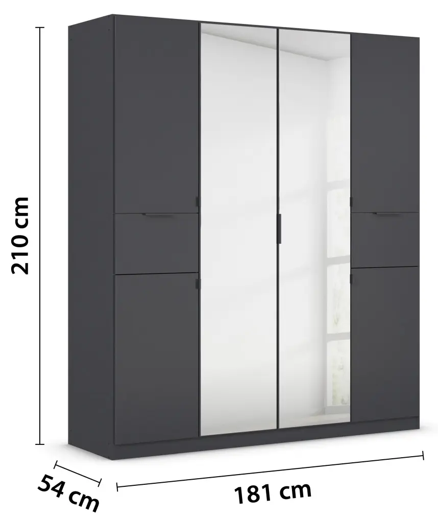 Drehtürenschrank Ticao 6-türig grau-metallic