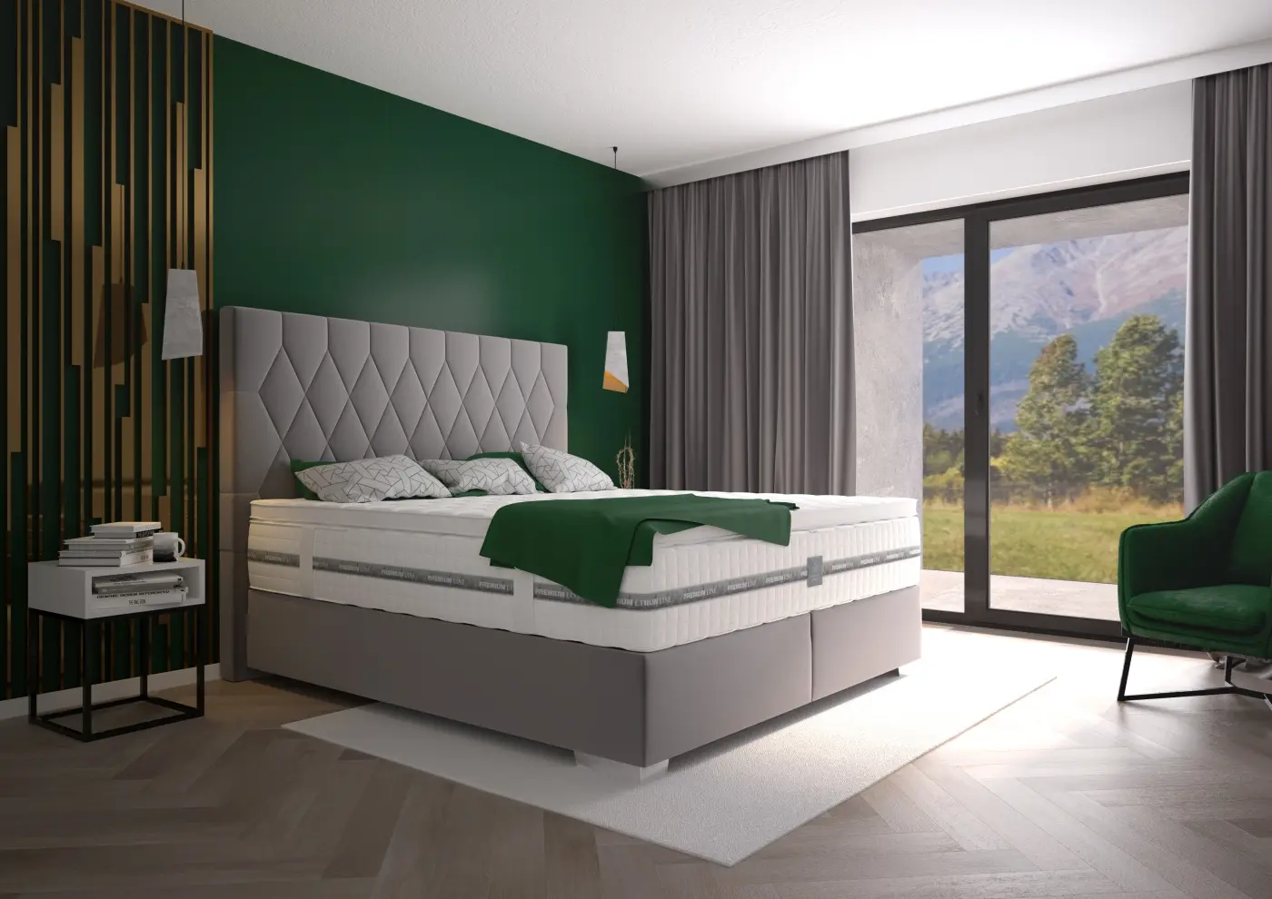 Boxspringbett Paula 180 x 200 cm grau