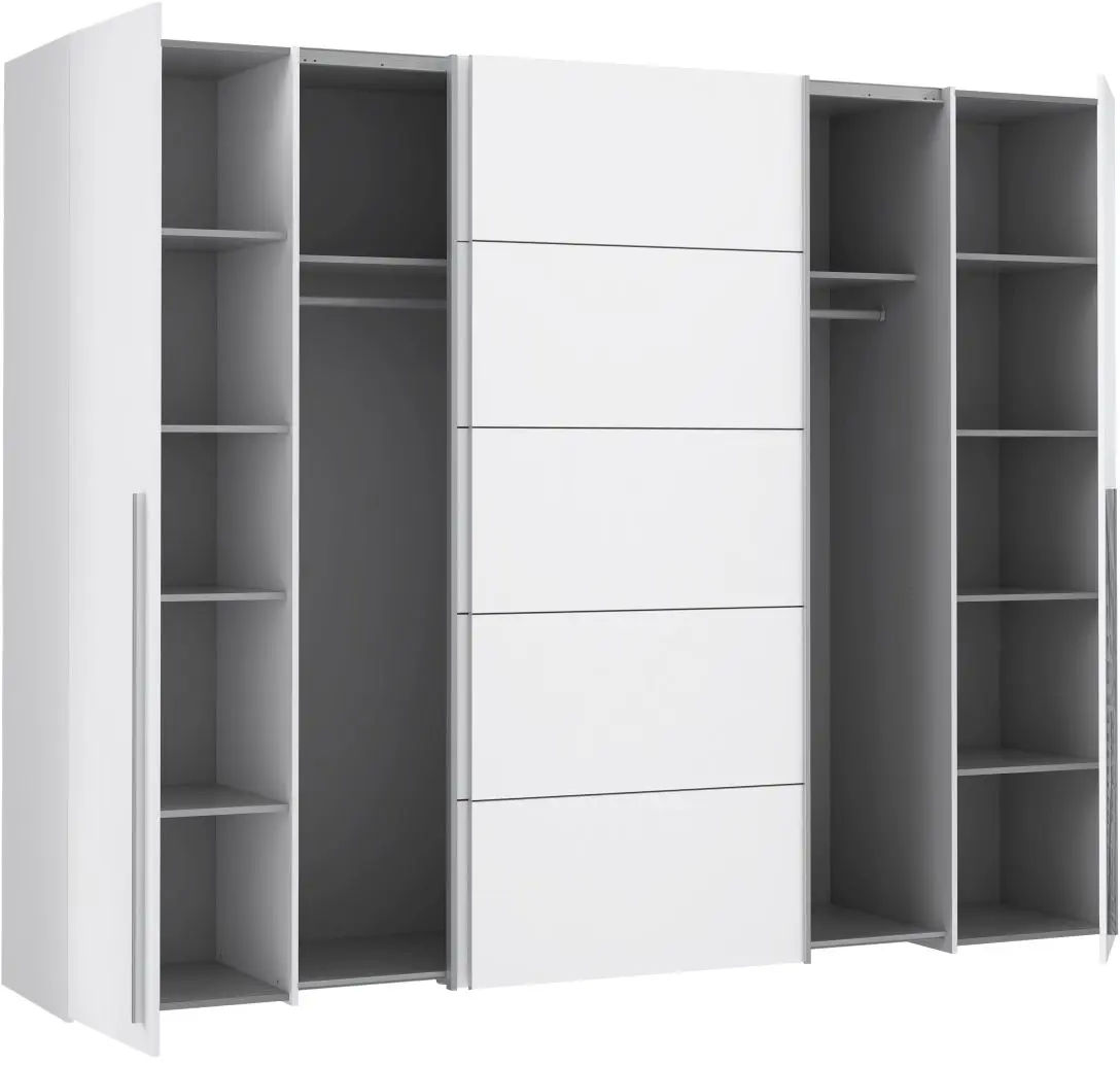 Dreh-Schwebetürenschrank Narago 4-türig weiß