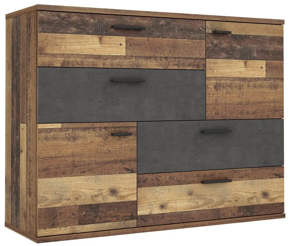 Kommode Skive Old Wood/Betonoptik dunkelgrau