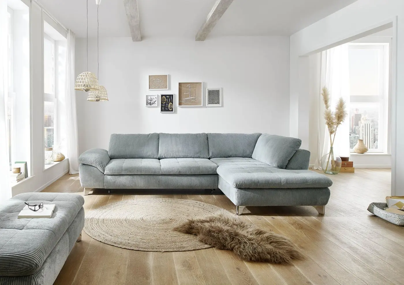 Wohnlandschaft MP-IN14007 in Cord aqua Basismodell couchliebe.