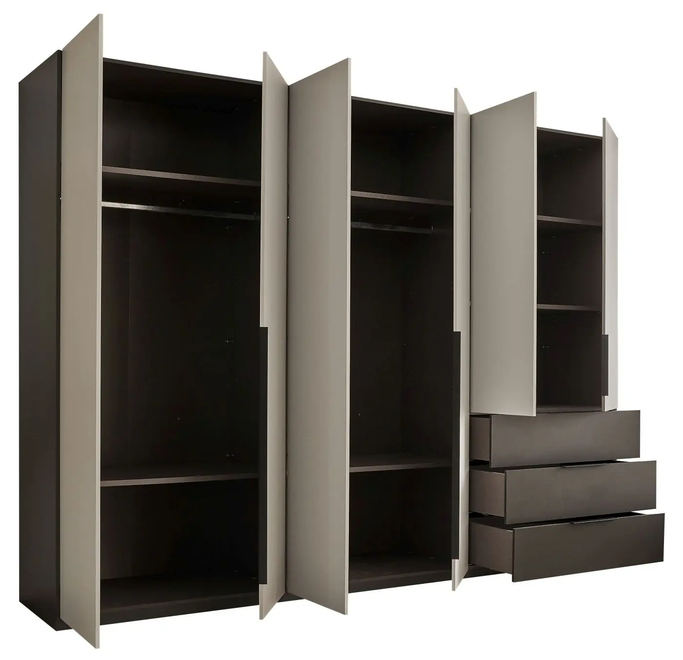 Drehtürenschrank Nuka 6-türig hellgrau / graphit