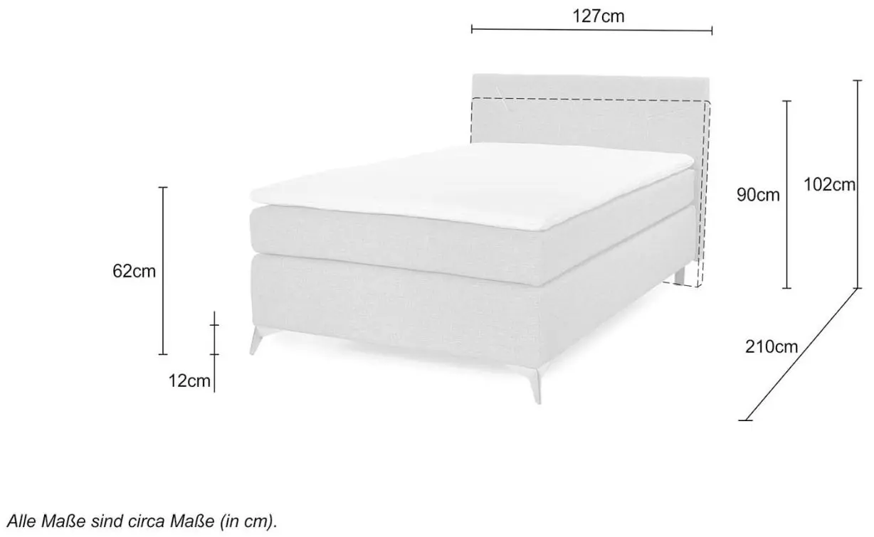 Boxspringbett Nora 120 x 200 cm rosa