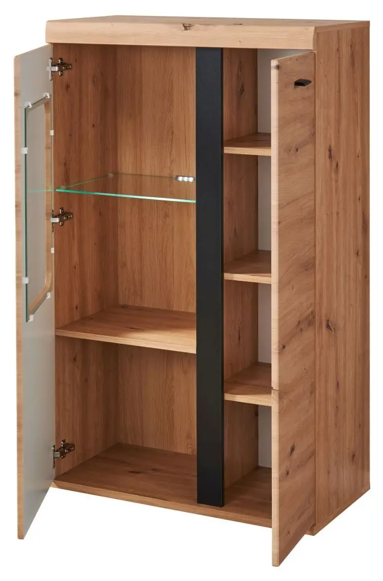 Highboard Kreta Artisan Eiche/schwarz mit Beleuchtung