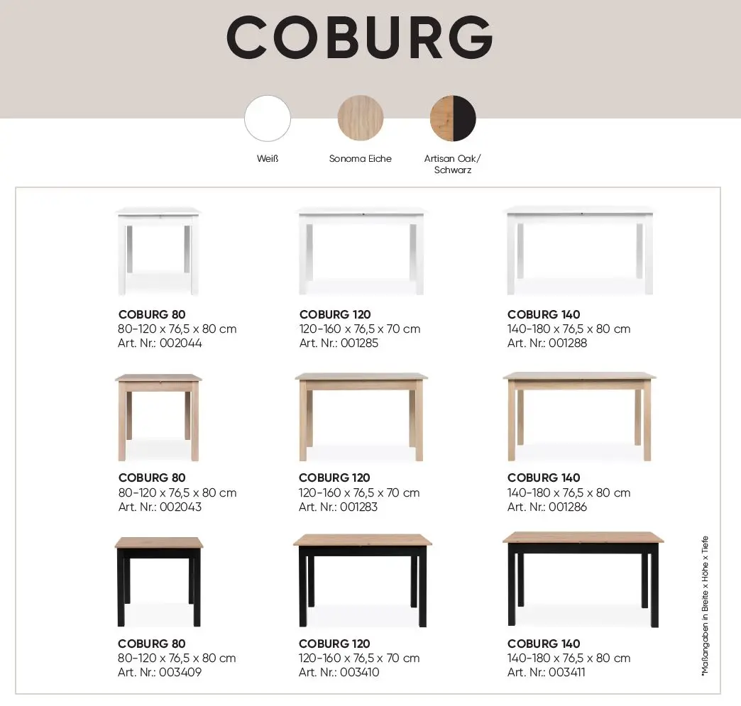 Esstisch Coburg ausziehbar weiß