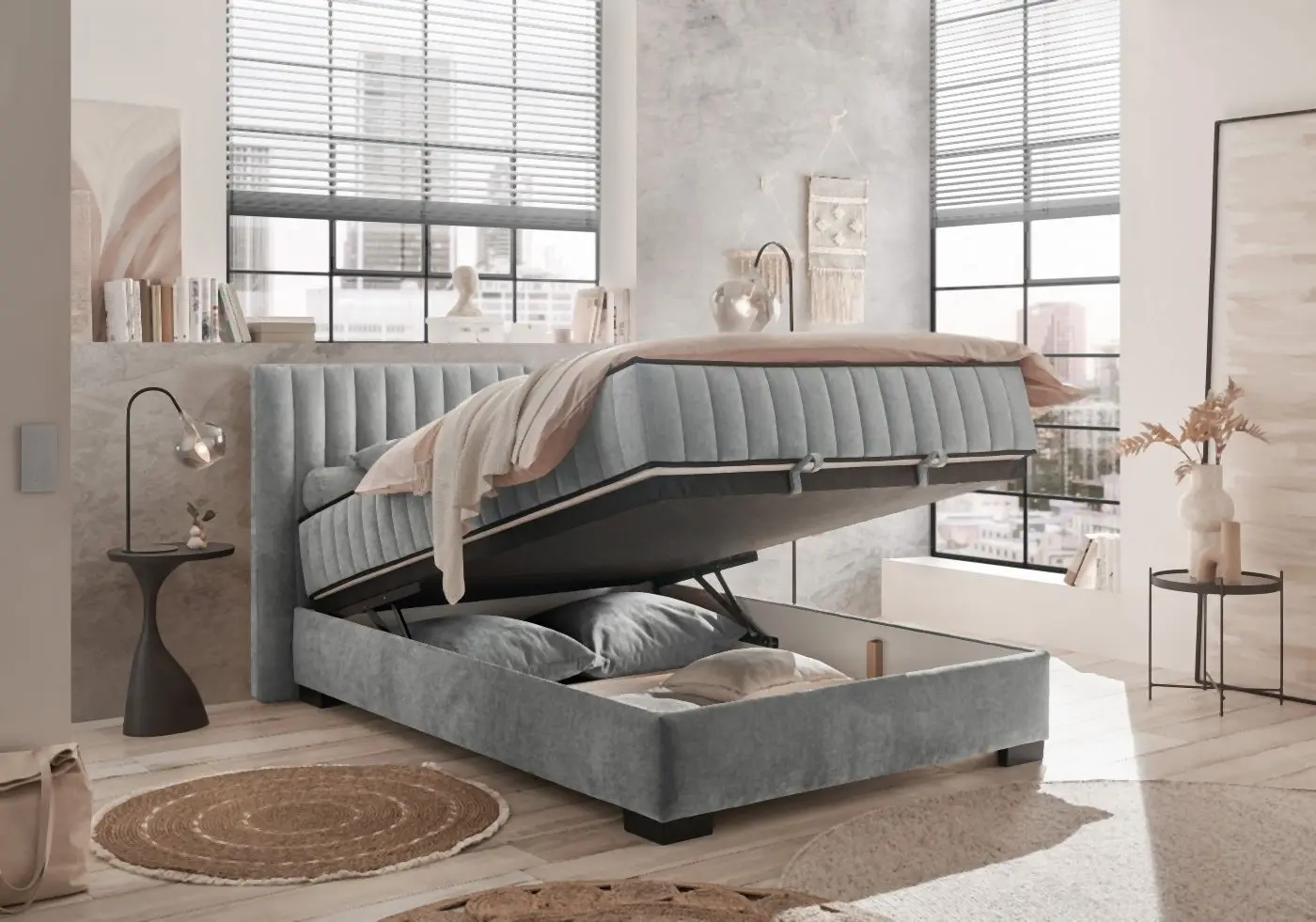 Boxbett Nagol C in 120 x 200 cm in anthrazit 