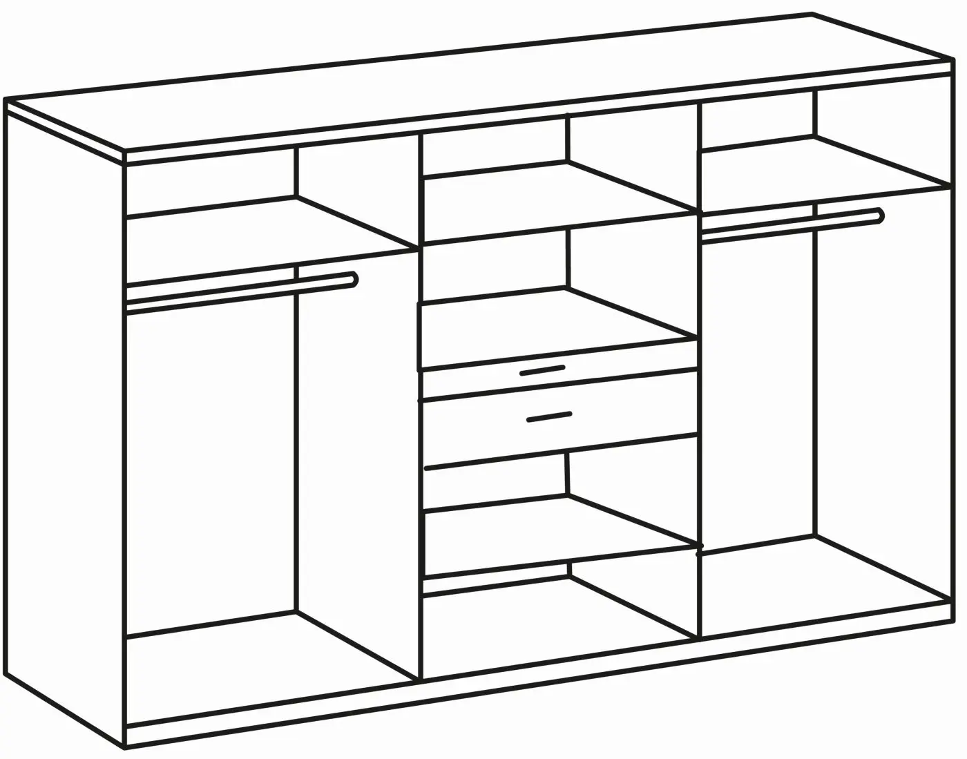 Drehtürenschrank Xanten 6-türig Hickory Eiche/Raw Steel