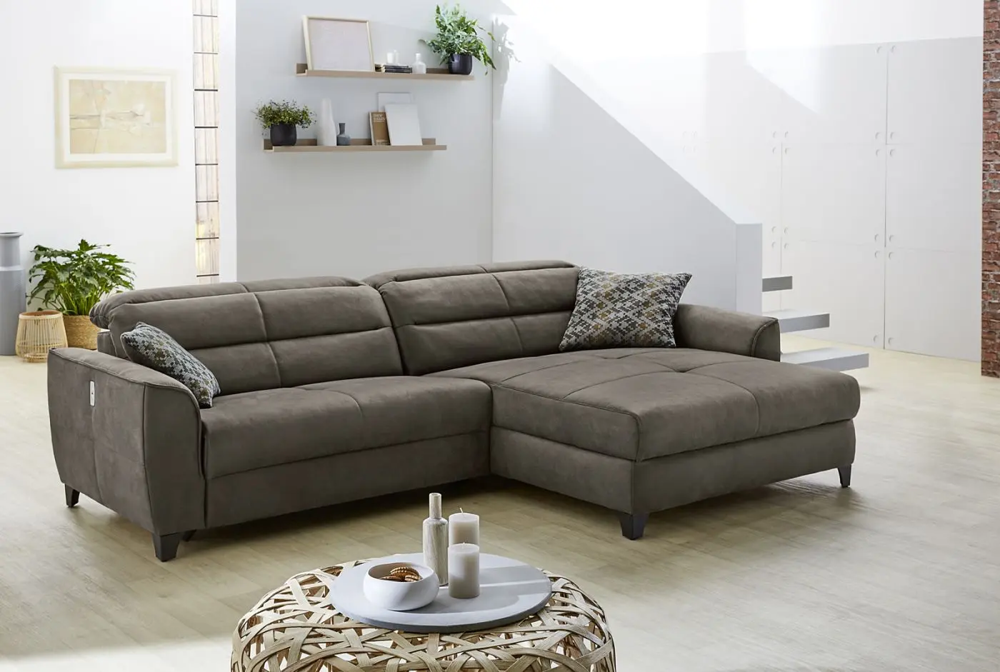 Wohnlandschaft Double-One Microfaser braun