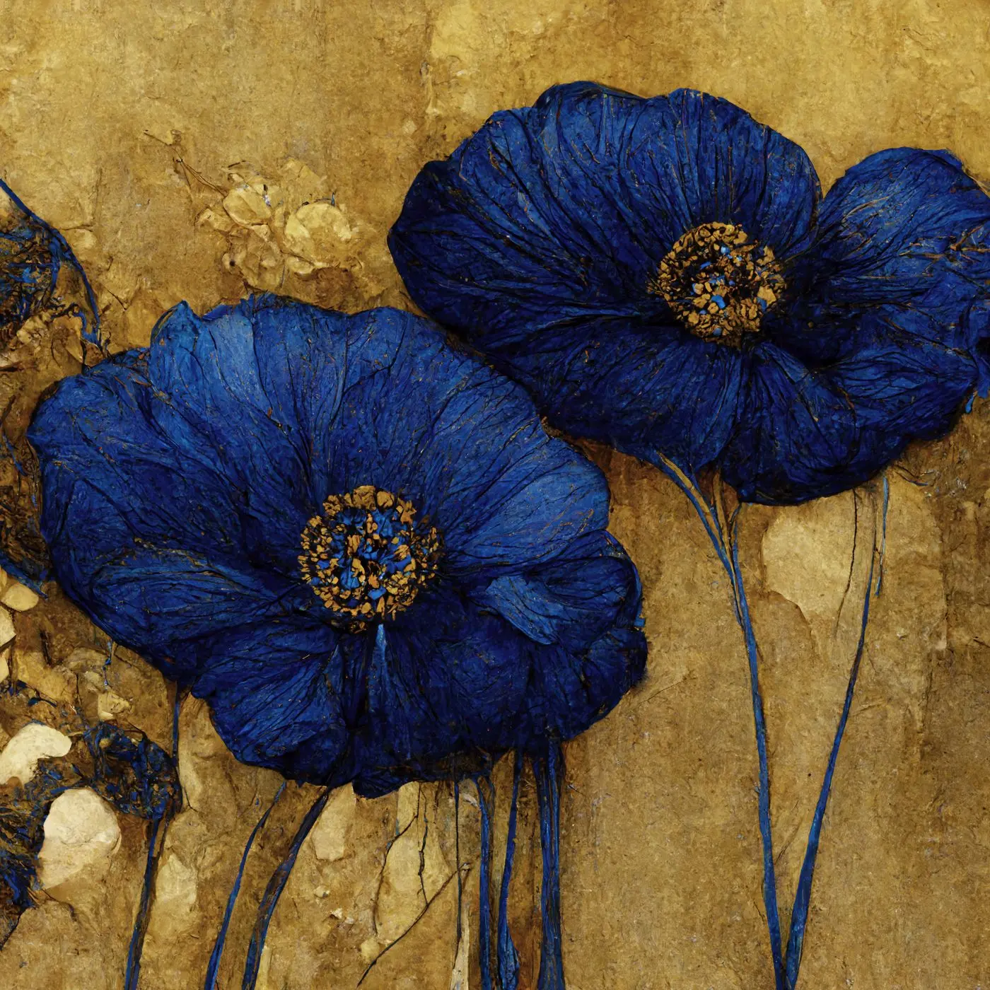 Leindwandbild Blue Poppies 60 x 60 cm