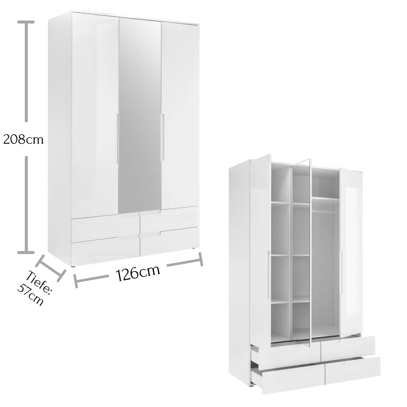 Drehtürenschrank Spice 3-türig weiß