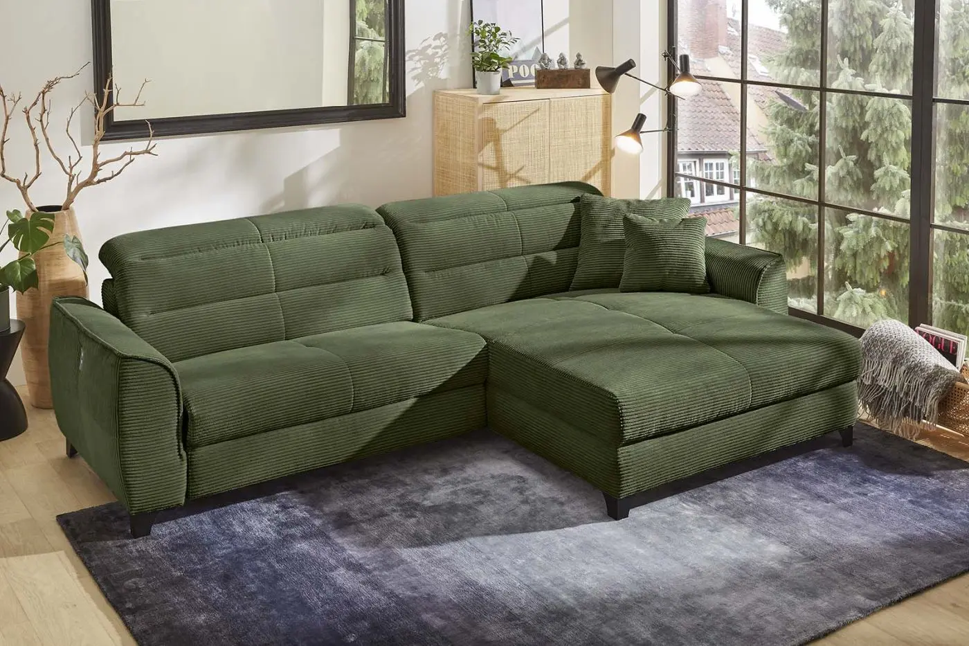 Wohnlandschaft Double-One Cord grün