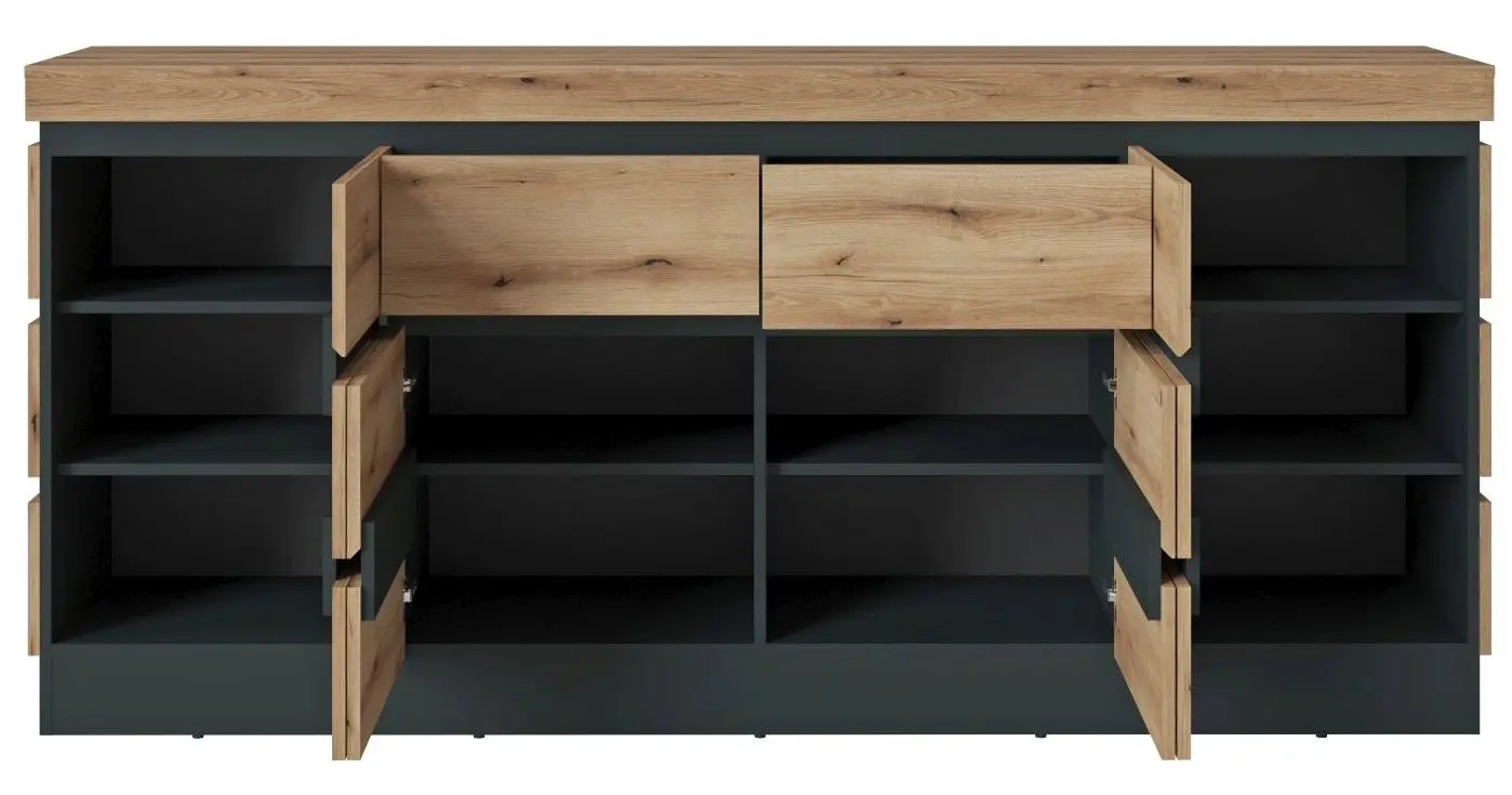 Sideboard Corte 4-türig Coast Evoke Eiche/grau 