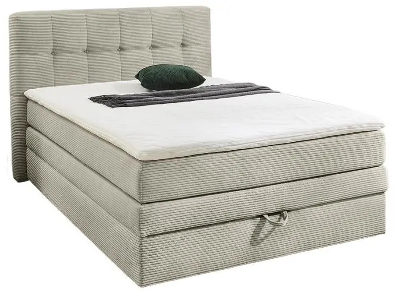 Boxspringbett Amy 140 x 200 cm Cord hellgreige