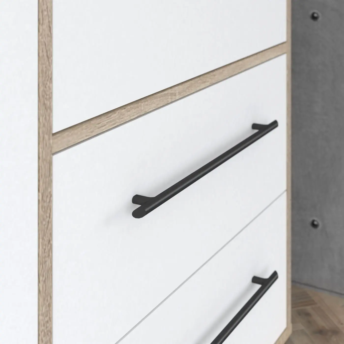 Drehtürenschrank Mokkaris 3-türig Sonoma Eiche/weiß Drehtürenschrank Mokkaris 3-türig Sonoma Eiche/weiß