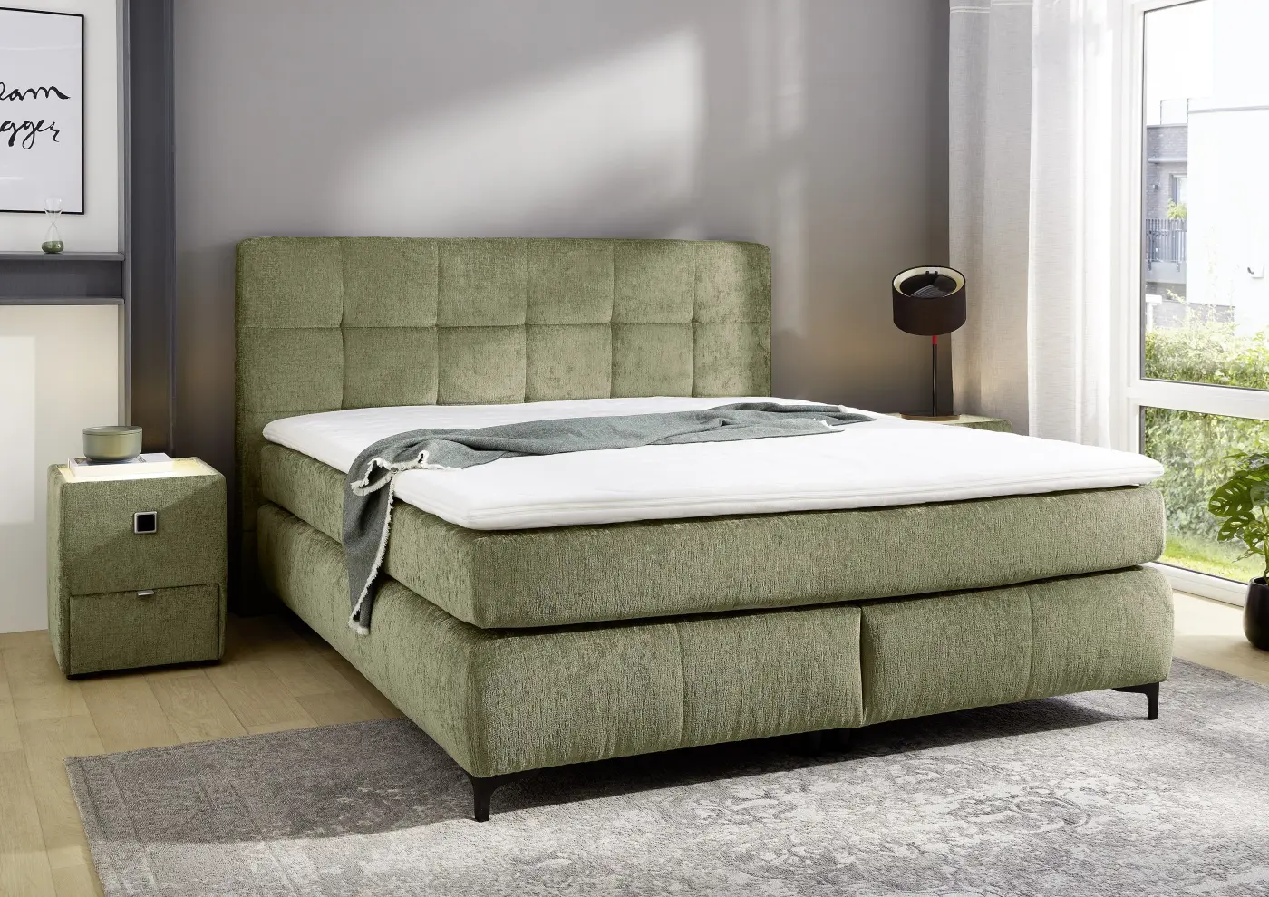 Boxspringbett Beatrice Mix 180 x 200 cm grün
