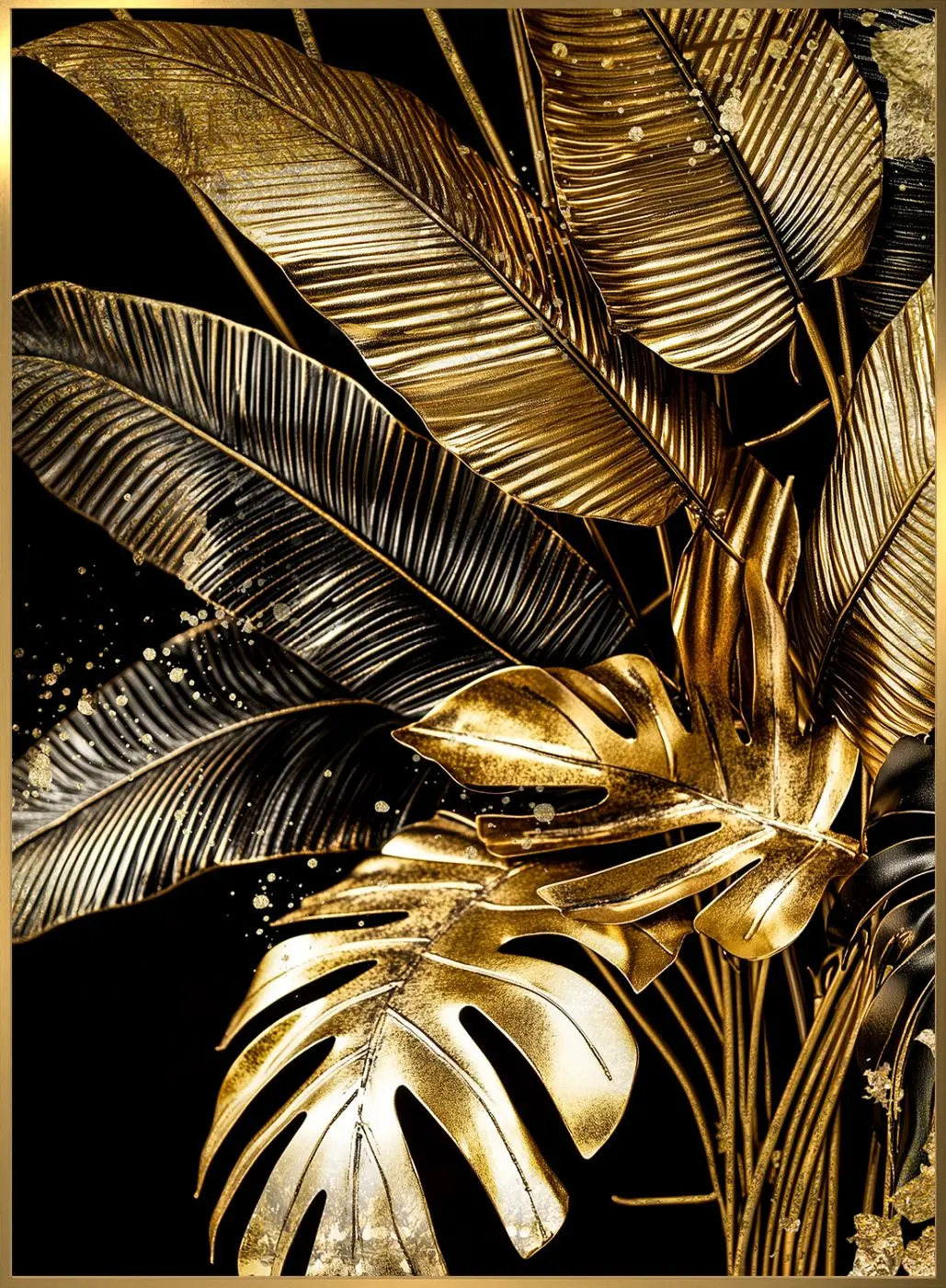 Glasbild Gold tropicana 80 x 120 cm