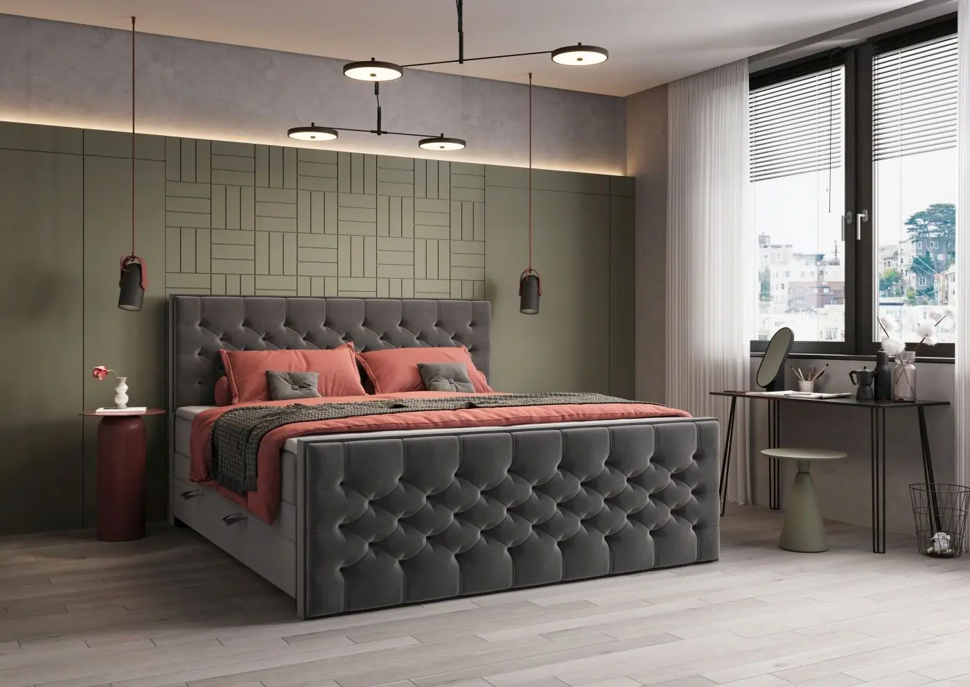 Boxspringbett Lanciano Max 200 x 200 cm dunkelgrau