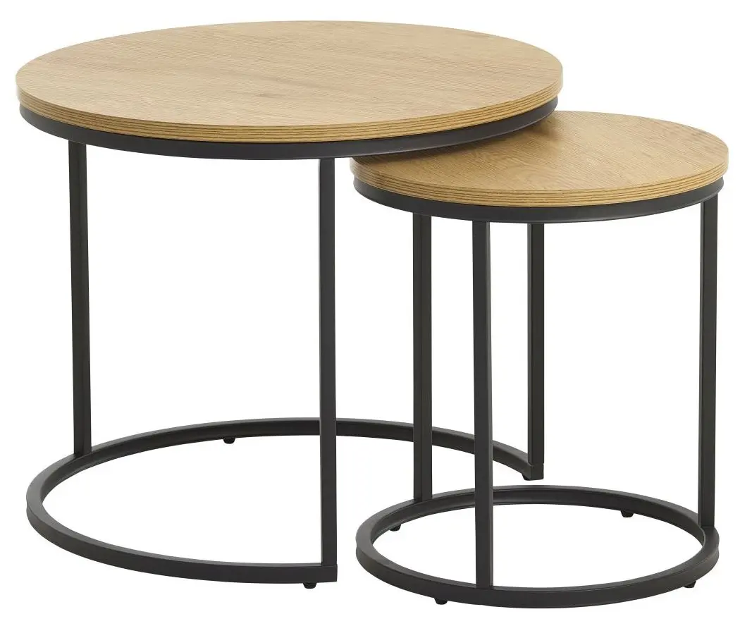 Couchtisch-Set Cesura rund Eiche/schwarz