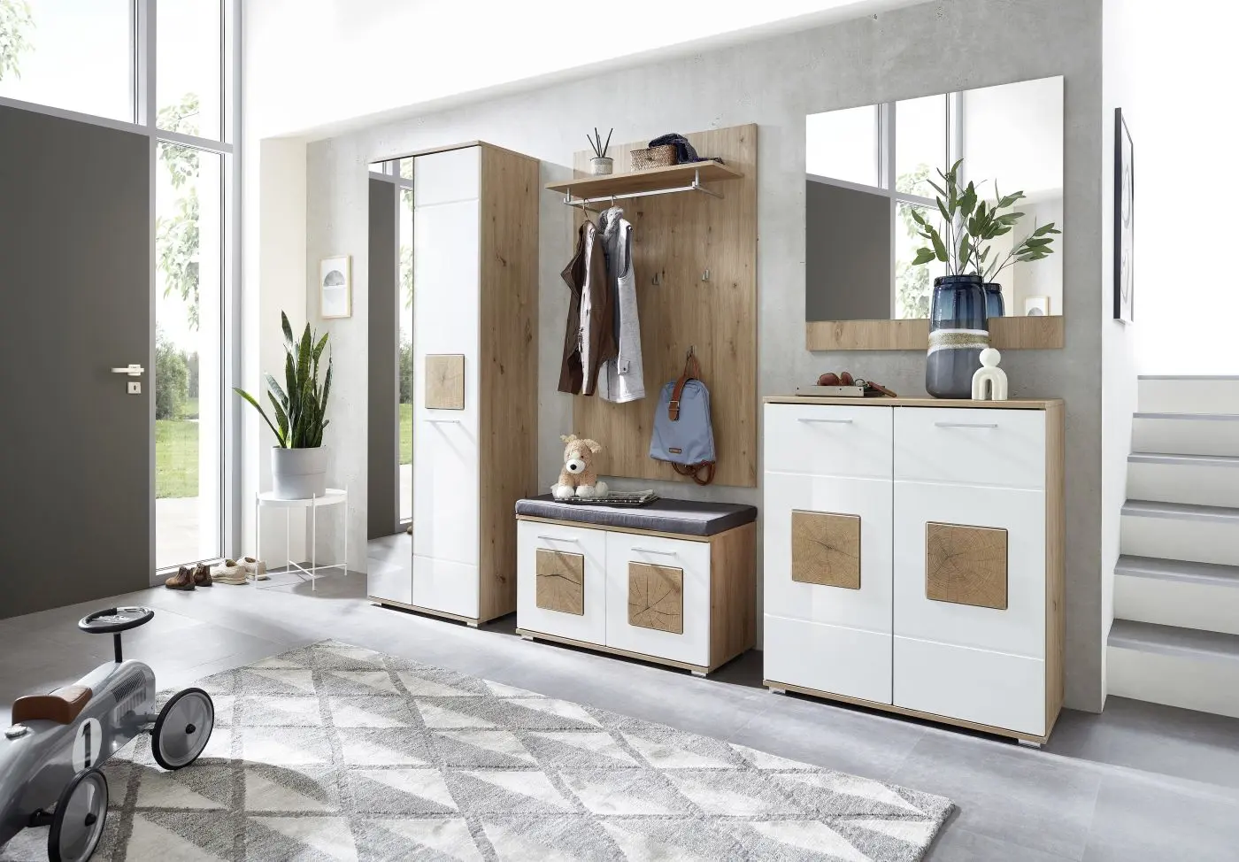 Garderobenschrank Fun Artisan Eiche / weiß