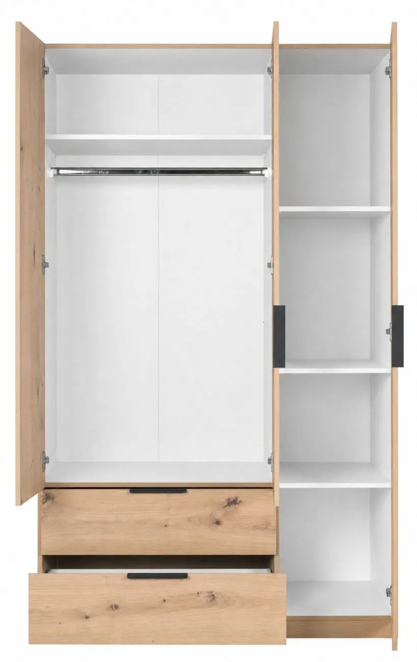 Drehtürenschrank Espresso 3-türig Artisan Eiche