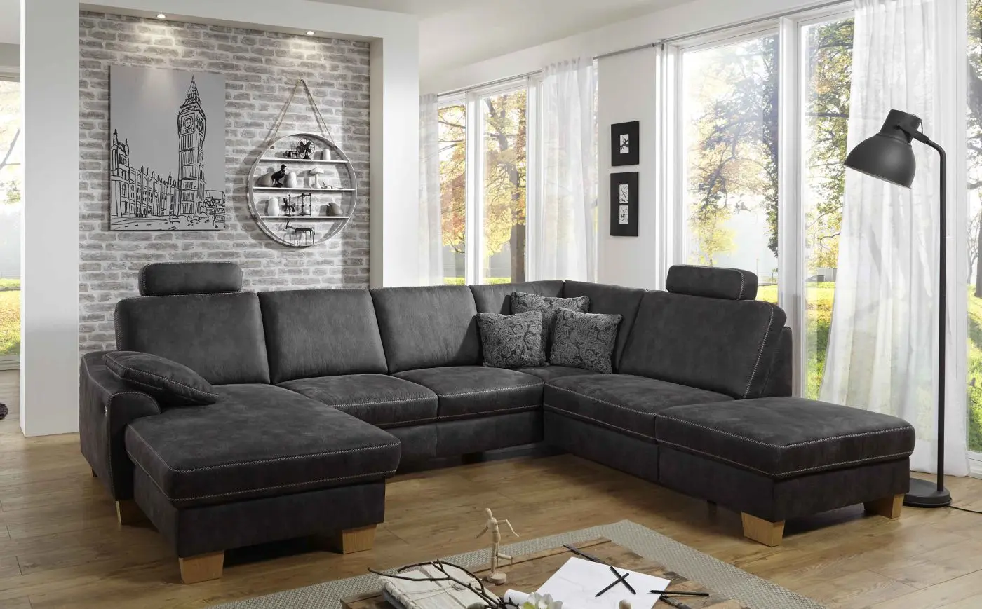 Wohnlandschaft couchliebe. LS742016 grau mit Zusatzfunktionen