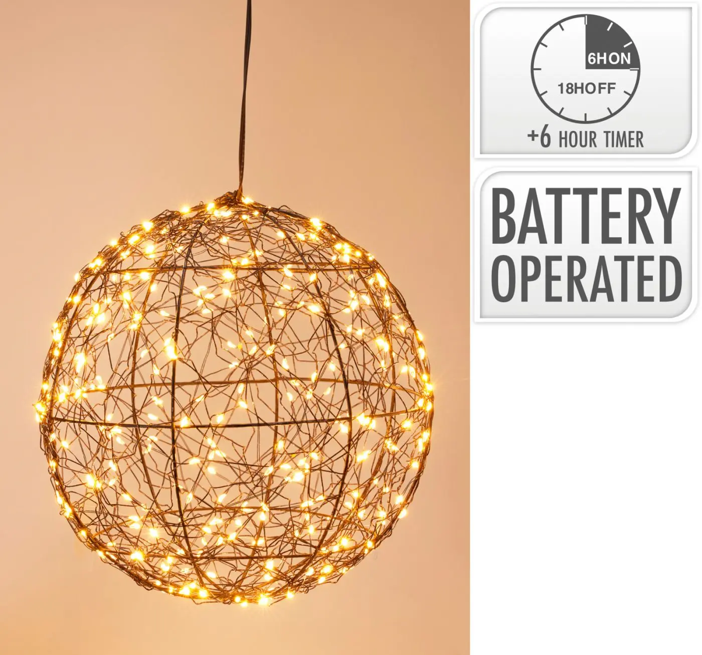 LED Kugel 25 cm schwarz
