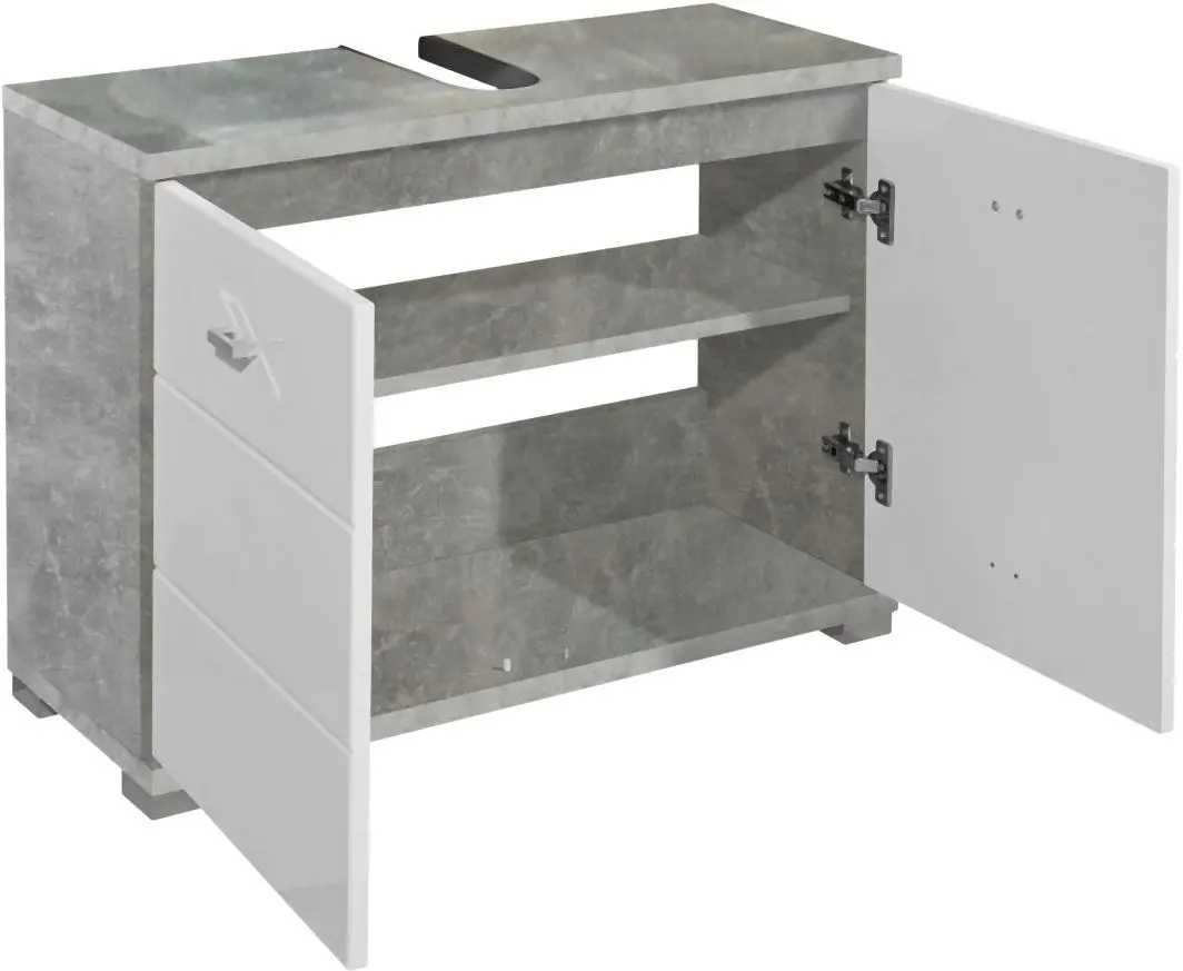 Waschbeckenunterschrank Pool betonfarbig/weiß