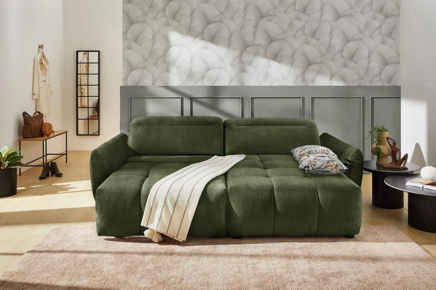 Wohnlandschaft Zoom velourartig dunkelgrün