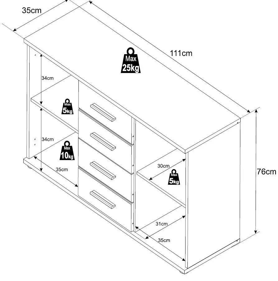 Kommode BC 1070 4-türig