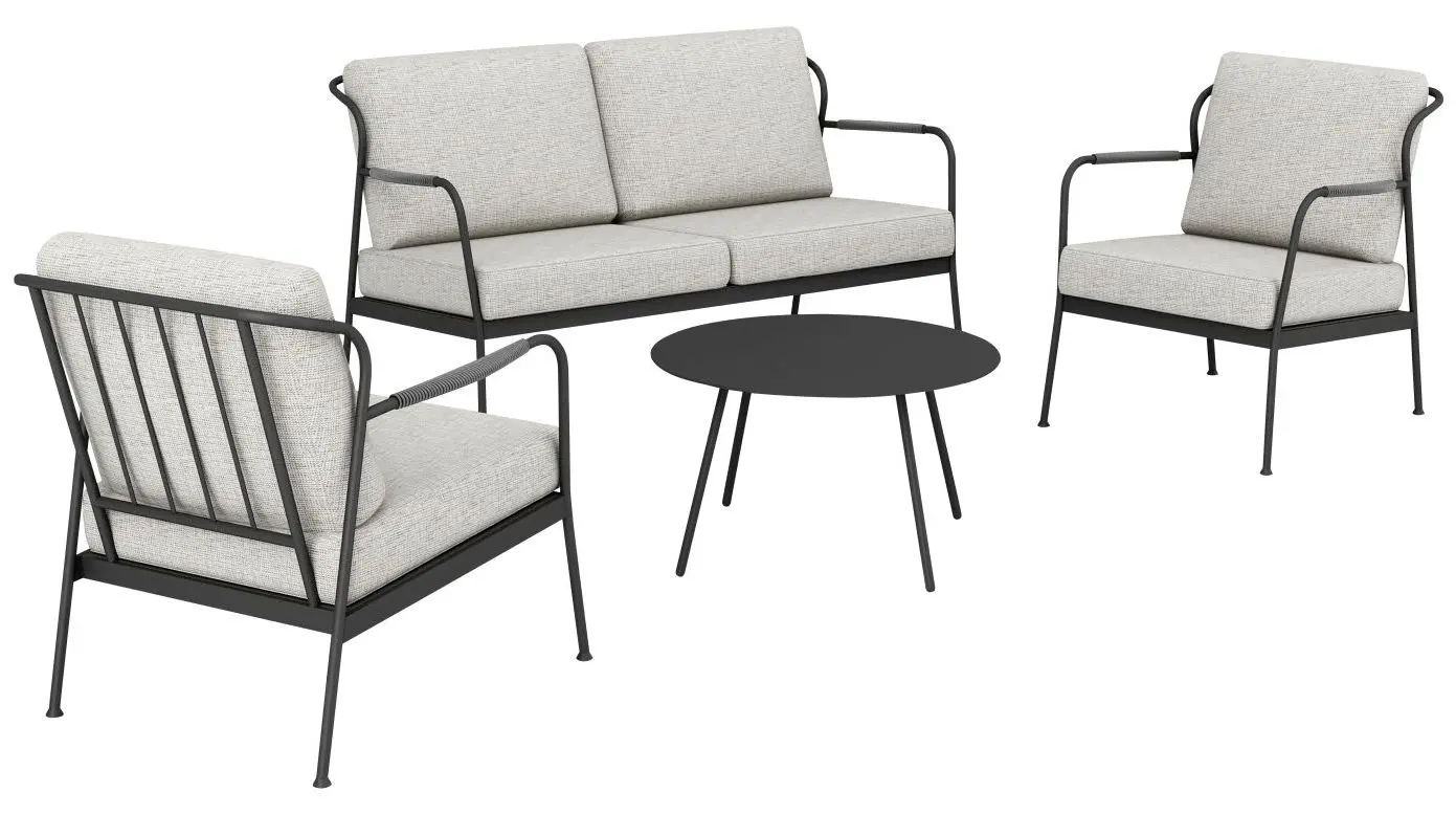 Gartenmöbelset 4-teilig schwarz/beige 