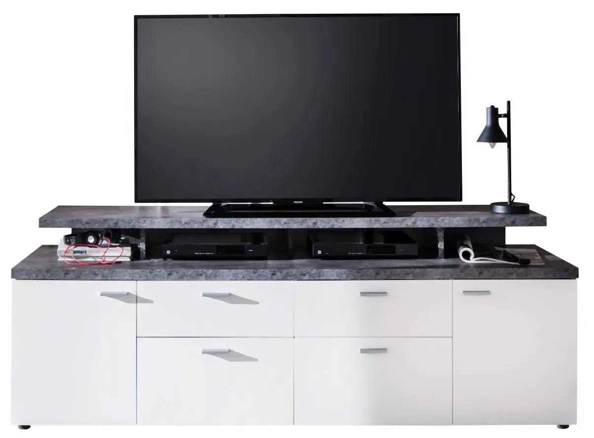 TV-Lowboard Mood weiß / grau