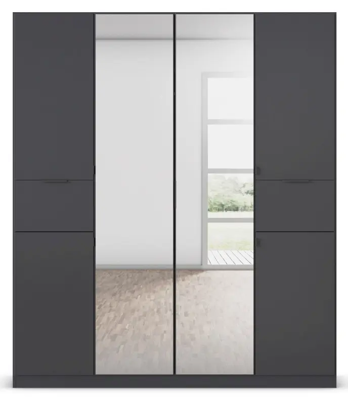Drehtürenschrank Ticao 6-türig grau-metallic