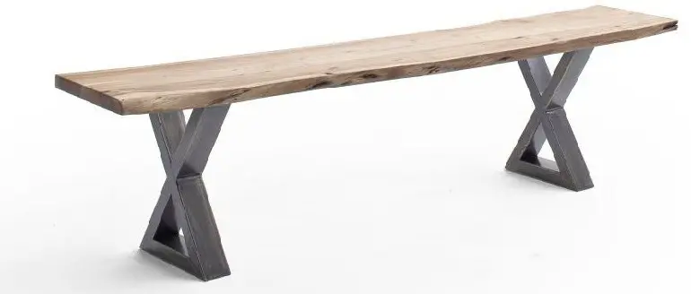 Sitzbank Calabria 200 x 40 cm Akazie massiv Baumkante