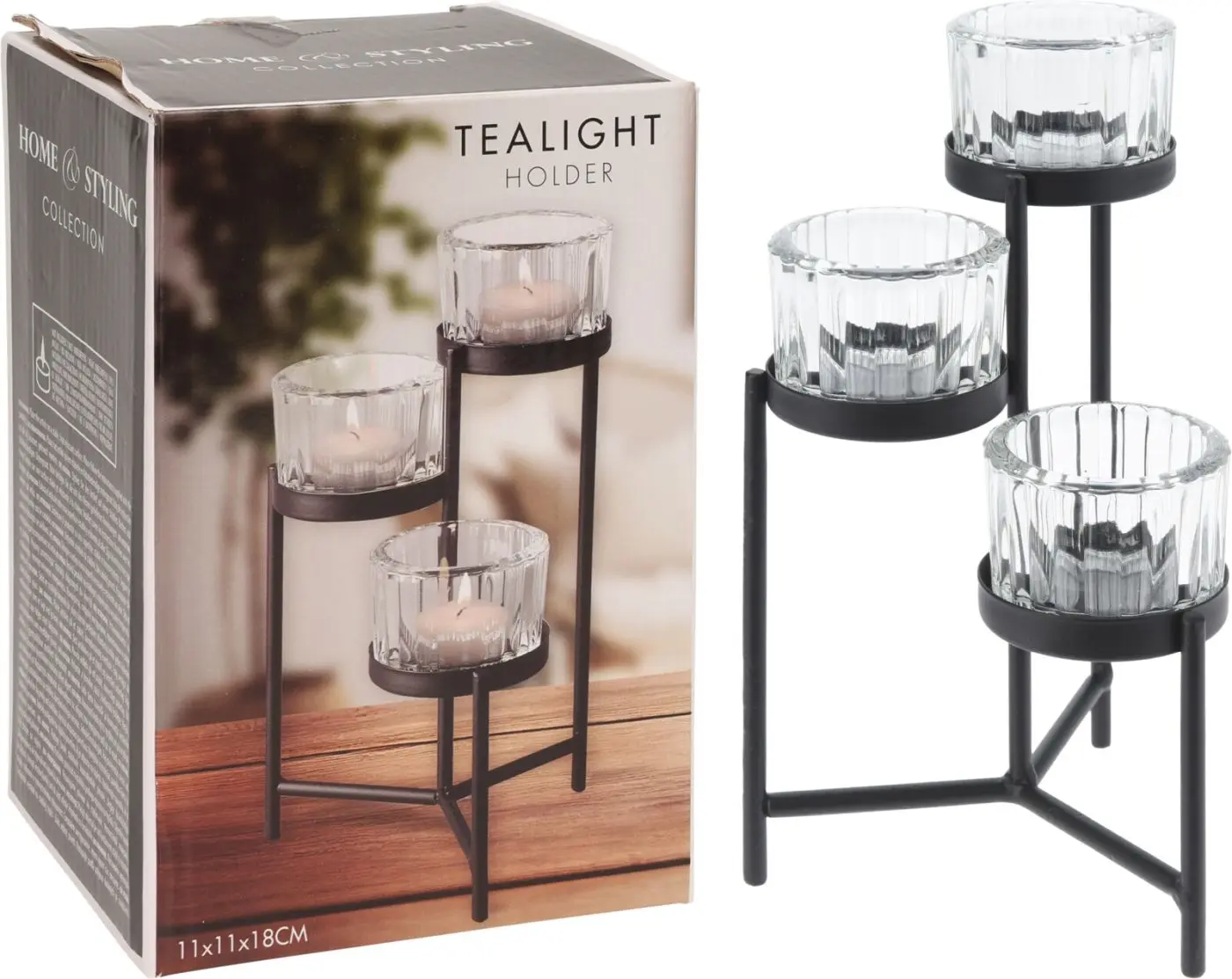 Teelichthalter Etagere 11 cm schwarz
