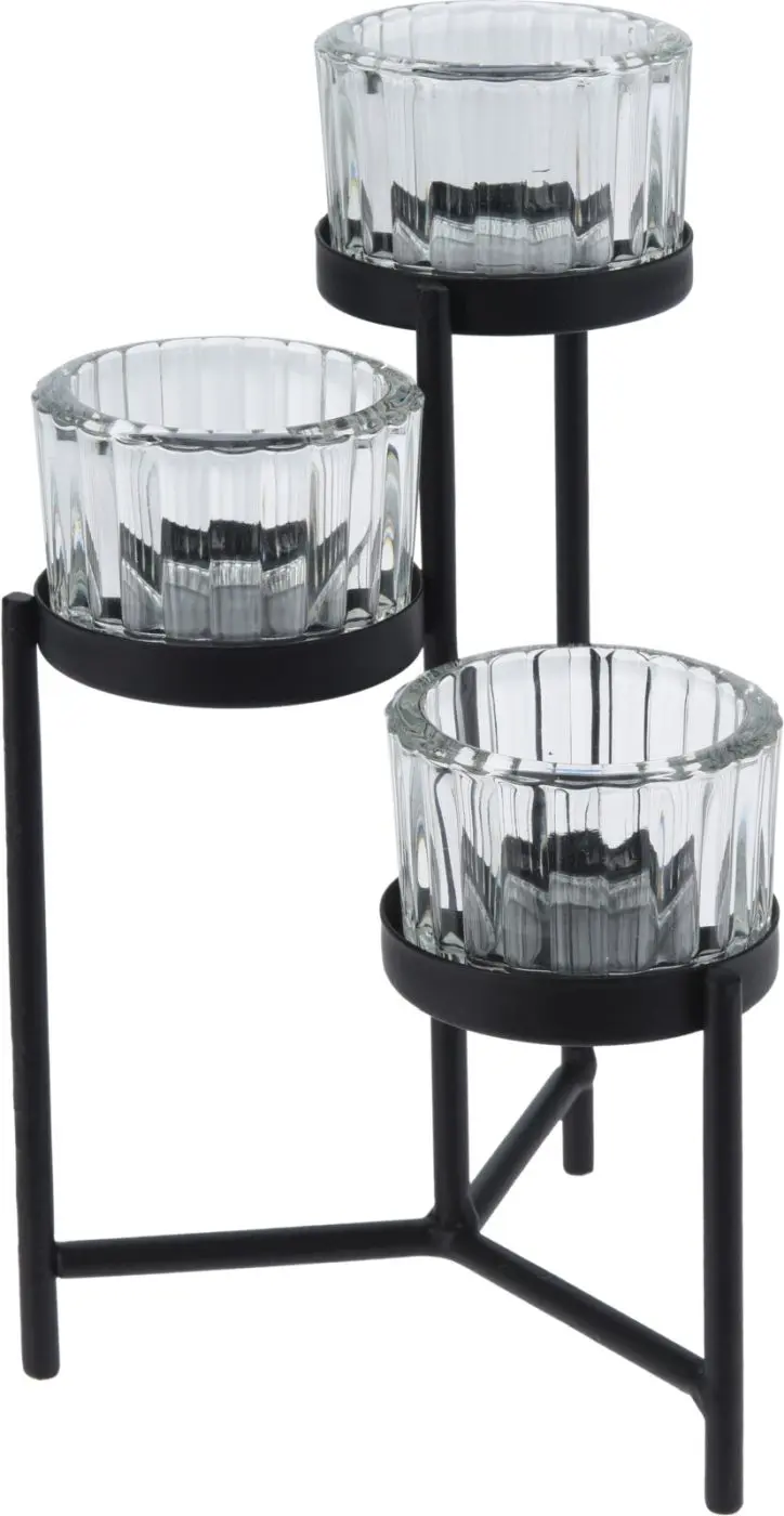 Teelichthalter Etagere 11 cm schwarz