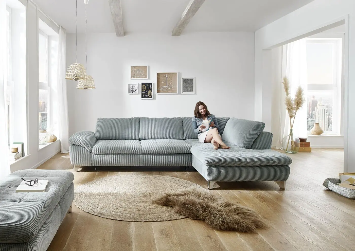 Wohnlandschaft MP-IN14007 in Cord aqua Basismodell couchliebe.