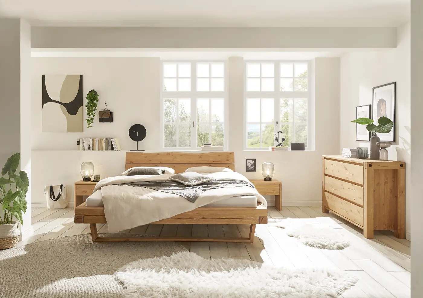 Massivholzbett BE-880 140 x 200 cm eichefarbig