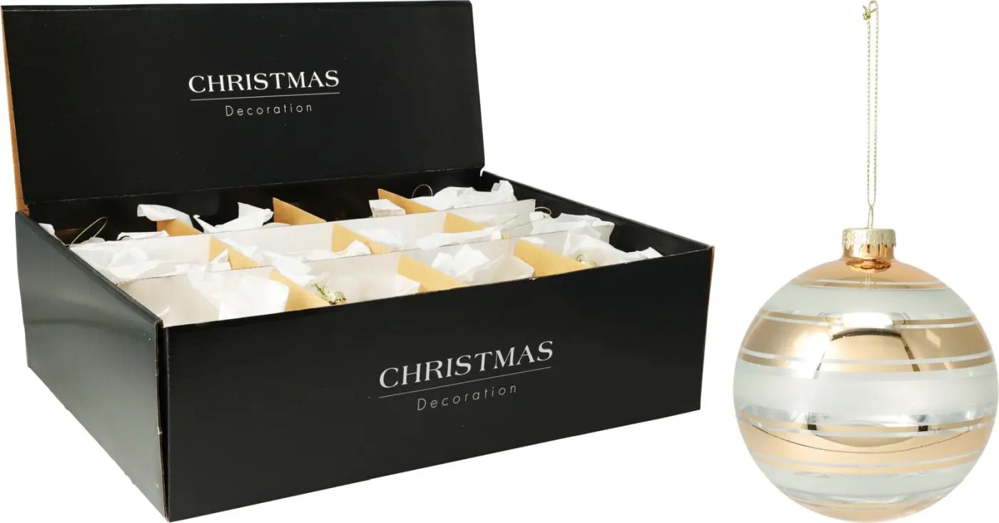 Weihnachtskuge 10cml gold/weiß