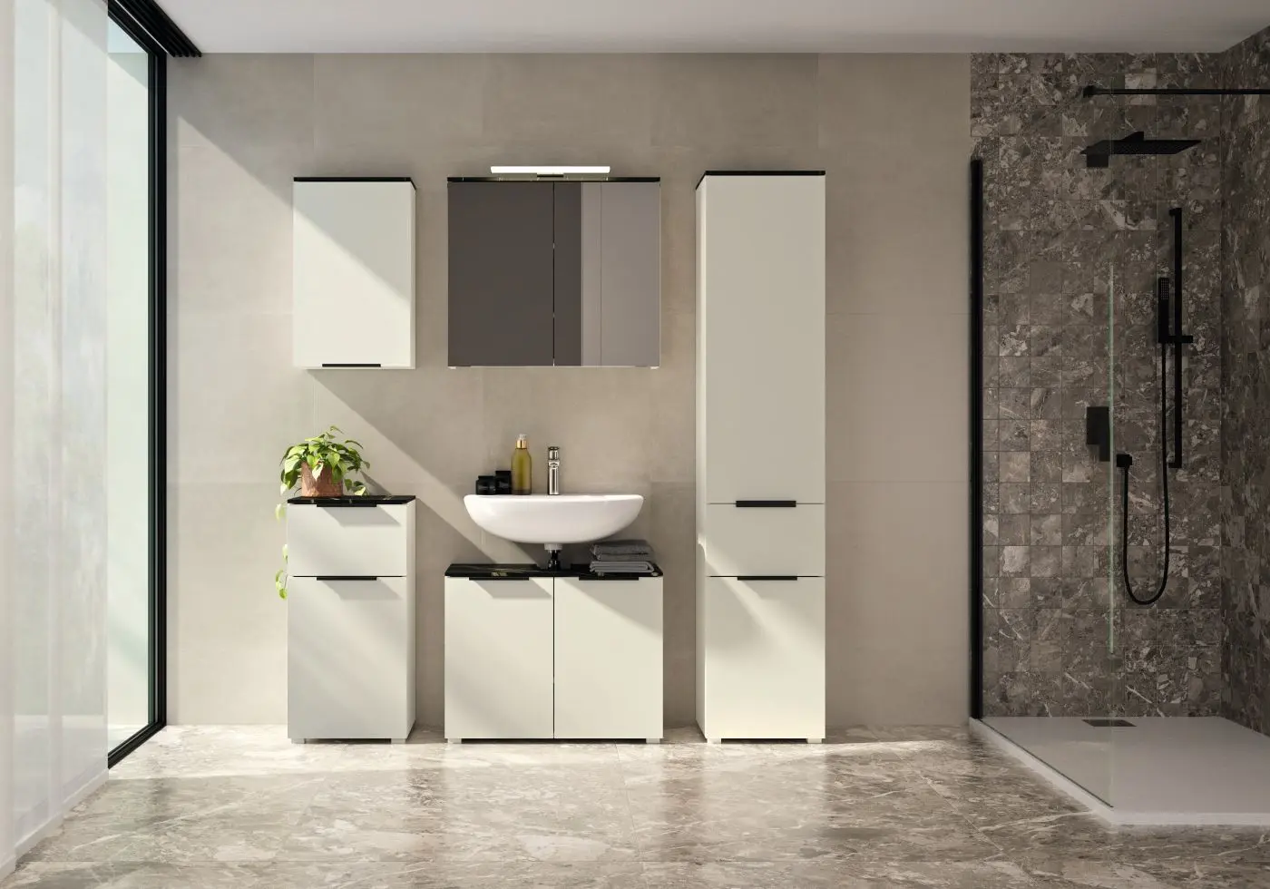 Spiegelschrank Promessa cashmere/Sahara Marmor