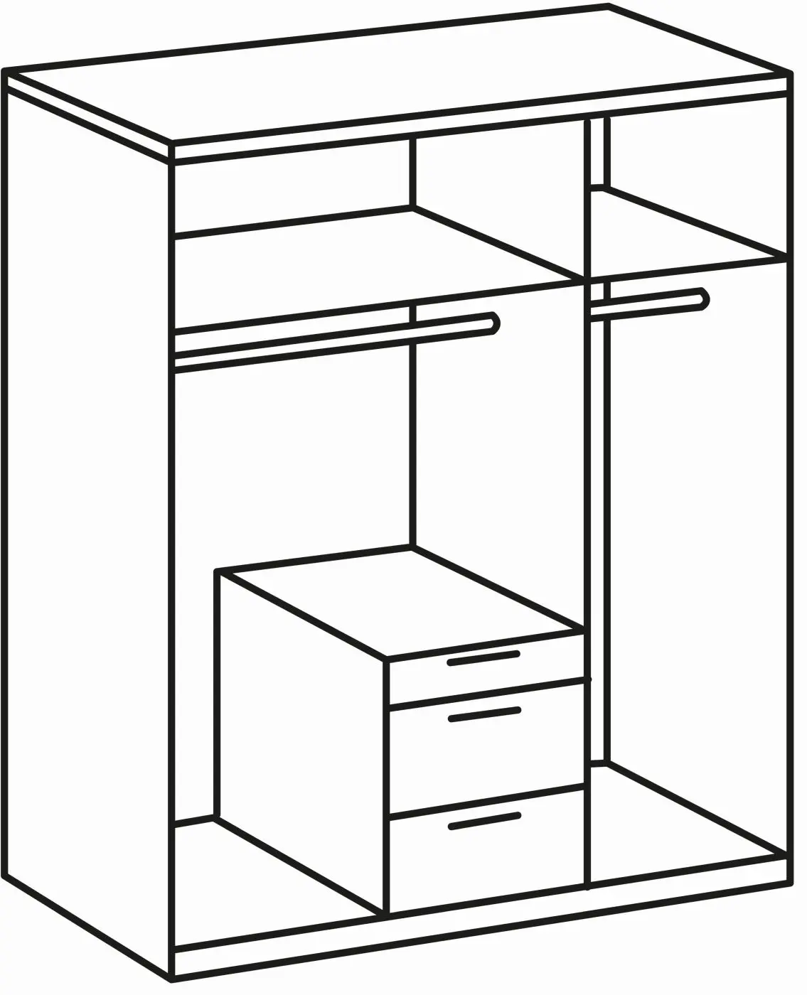 Drehtürenschrank New York 3-türig weiß/Plankeneiche