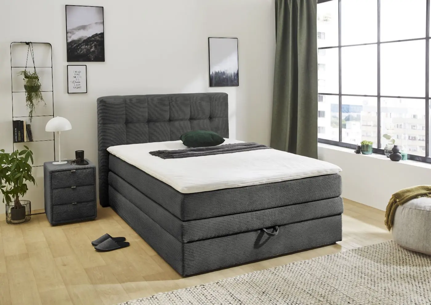 Boxspringbett Amy 140 x 200 cm Cord grau