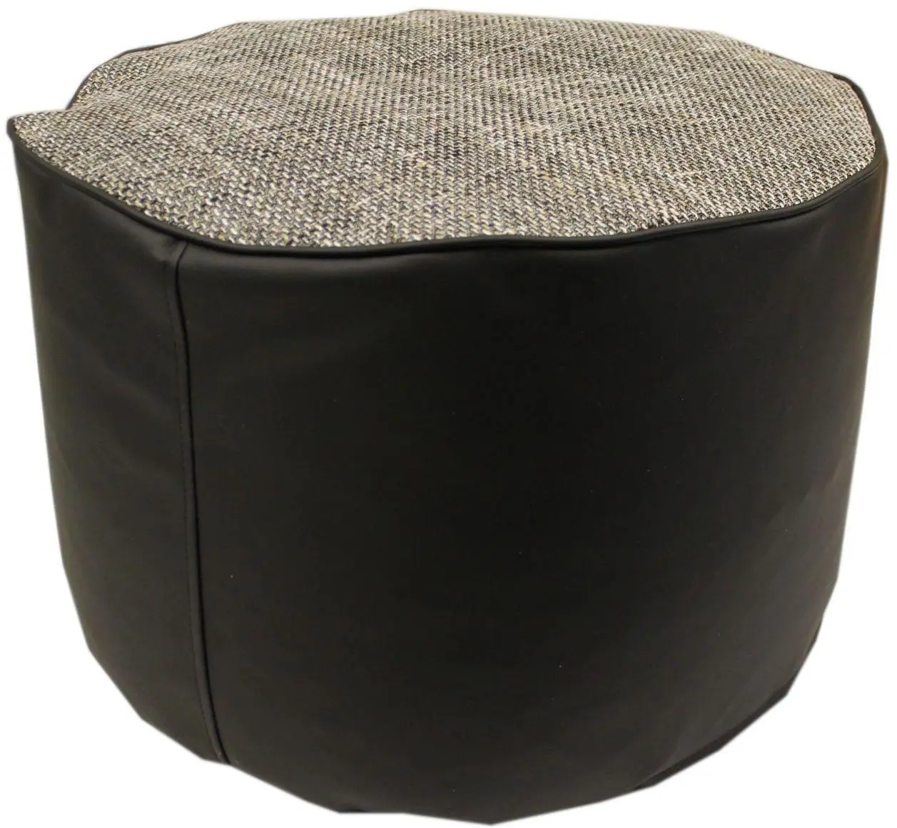 Hocker Pouf in Flachgewebe/Kunstleder schwarz