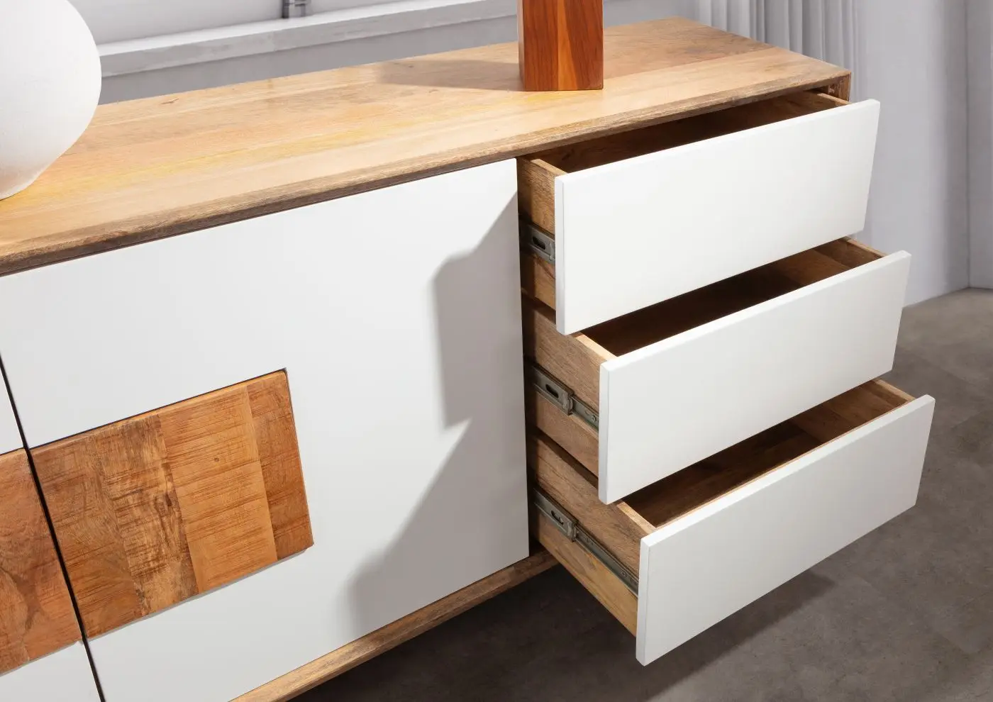 Sideboard Tavole Mango massiv/weiß