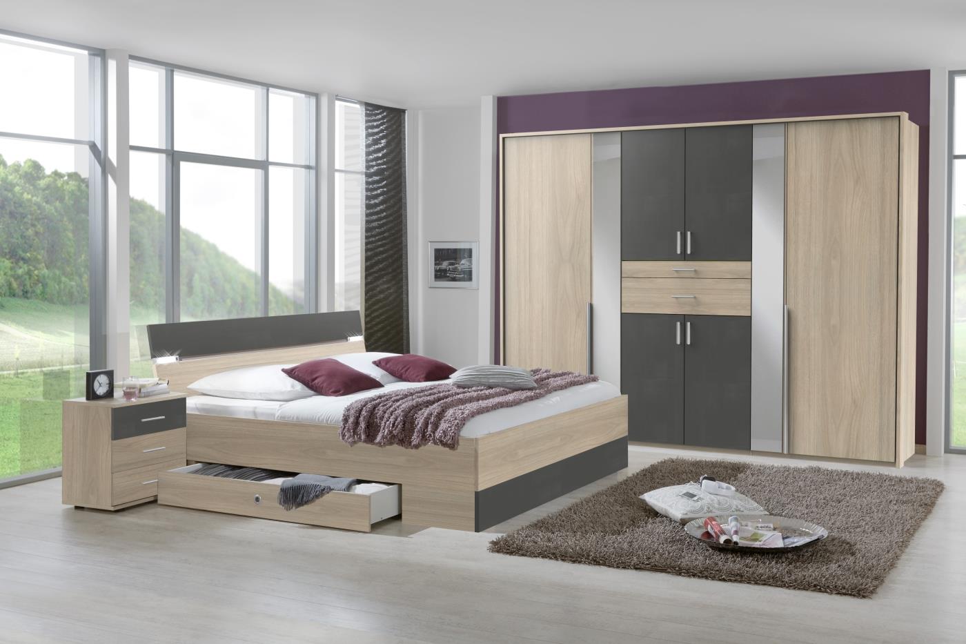 Schlafzimmer Xanten 4-teilig Hickory Oak/Steel